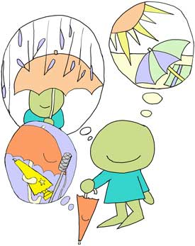 patterns unbrells with thought bubbles